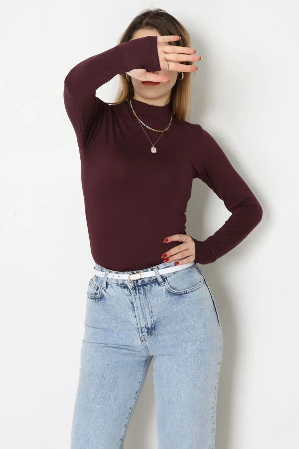 Parmak Geçmeli Body Mürdüm 2