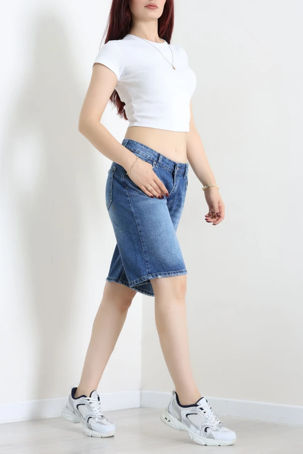 Denim Şort Koyumavi