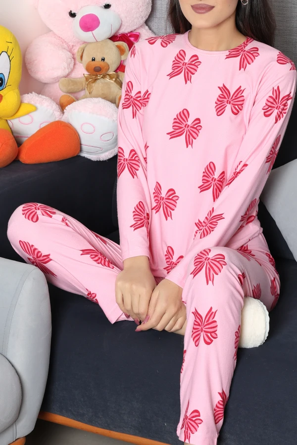 Süet Alt Üst Aynı Pijama Takımı Pembe