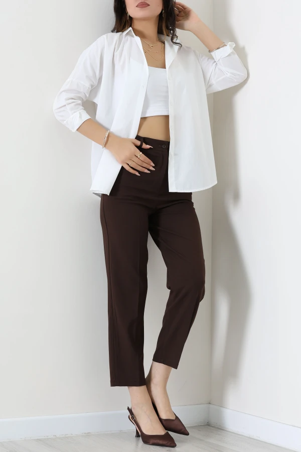 Oversize Poplin Gömlek Kırıkbeyaz 5