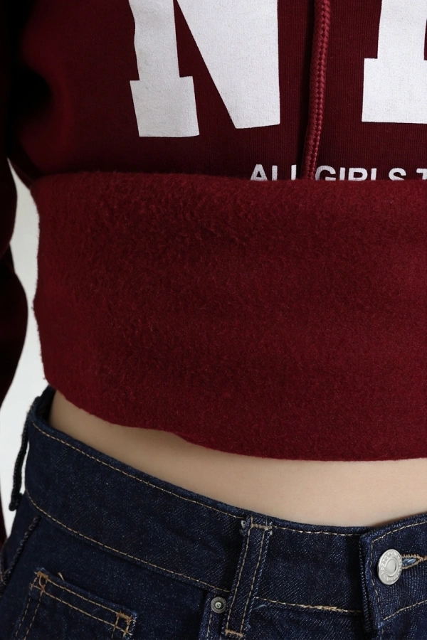 Kadın Bordo Kapüşonlu Baskılı Sweat Tunik 7