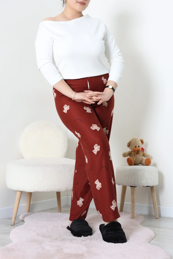 Büyük Beden Süet Pijama Altı Kahveayı 4