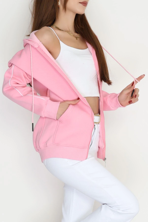 3 İplik Kompakt Oversize Biyeli Sweat Pembe 2