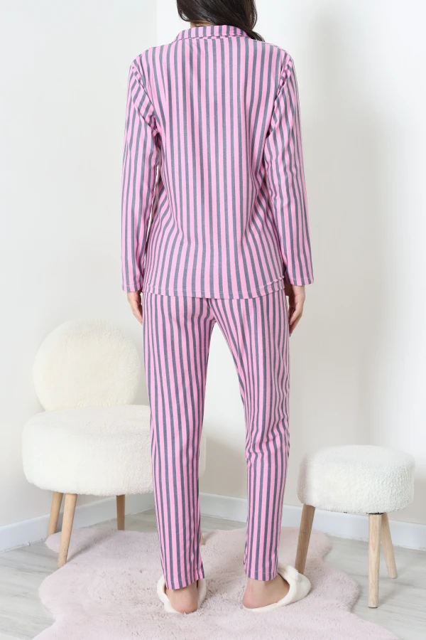 Süet Düğmeli Pijama Takımı Pembefüme 7