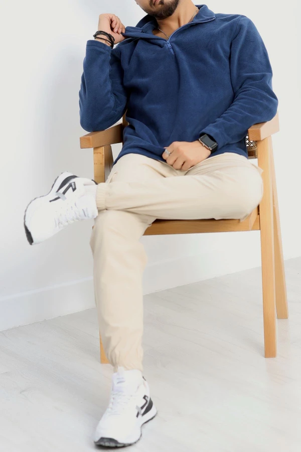 Yarım Fermuar Erkek Polar Sweat İndigo 4