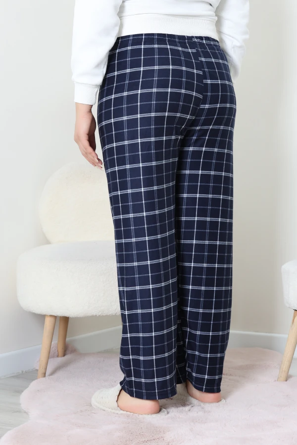 Büyük Beden Süet Pijama Altı Lacivert 6
