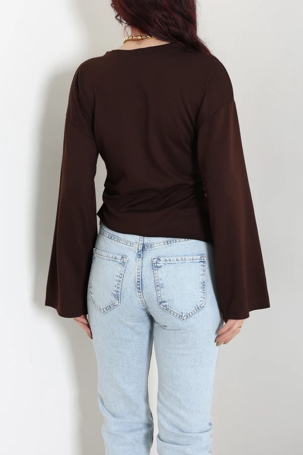 Kimono Kol Modal Bluz Acıkahve 7