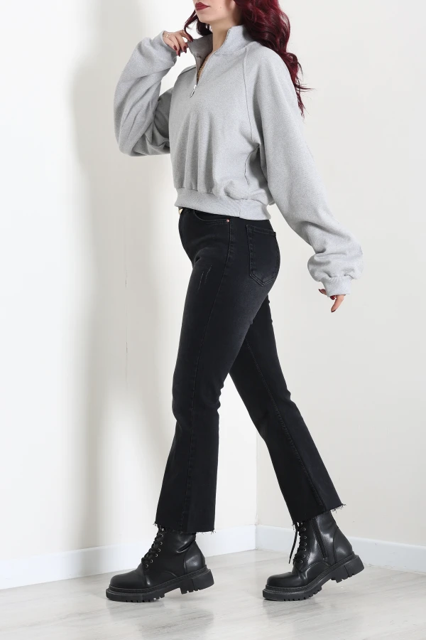 Kadın Gri Yarasa Kol Oversize Sweat Tunik 6