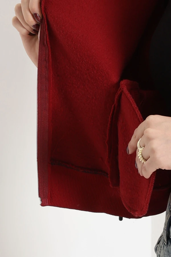 3 İplik Kompakt Oversize Fleto Cepli Sweat Bordo 7