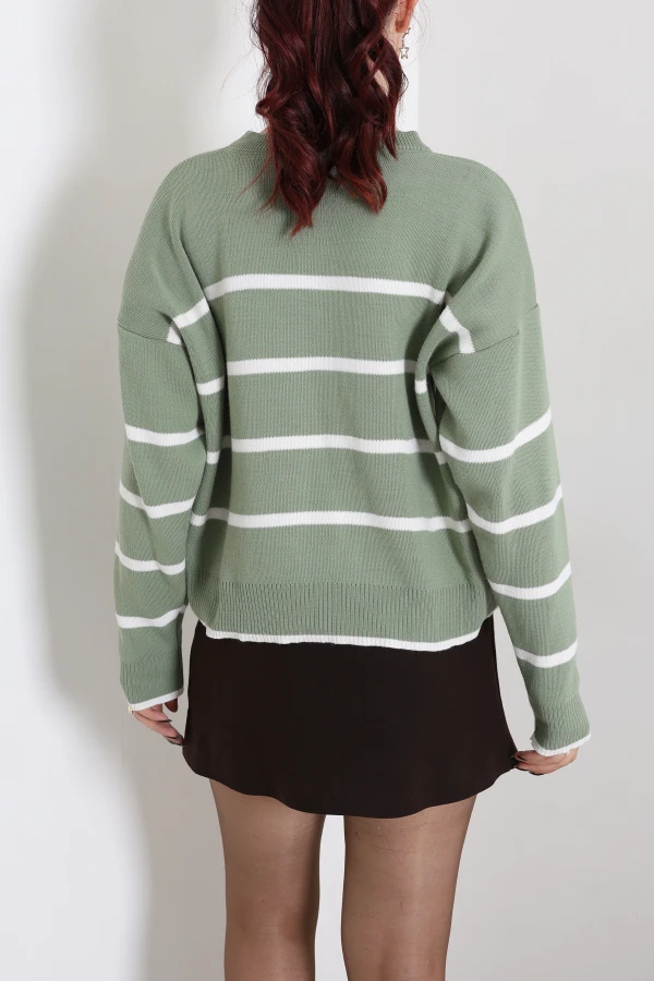 Çizgili Crop Triko Çağlalatte 7