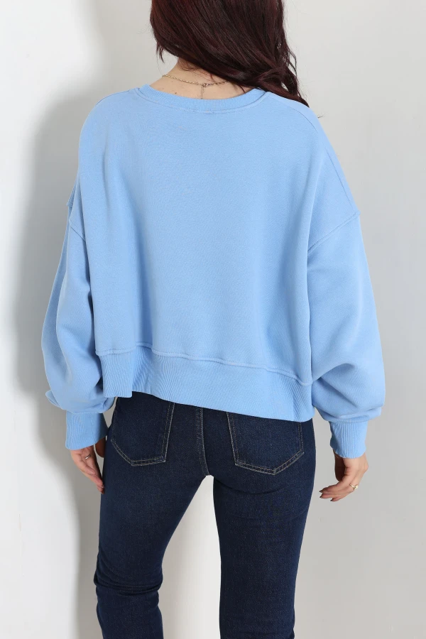 Oversize 3 İplik Şardonlu Sweat Bebemavi 9