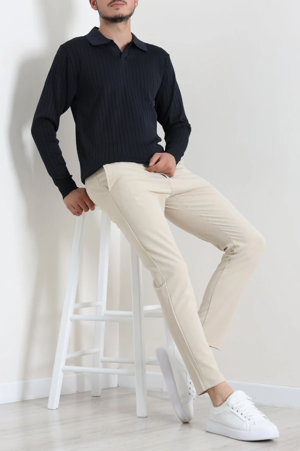 Polo Yaka Erkek Triko Sweat Lacivert 5