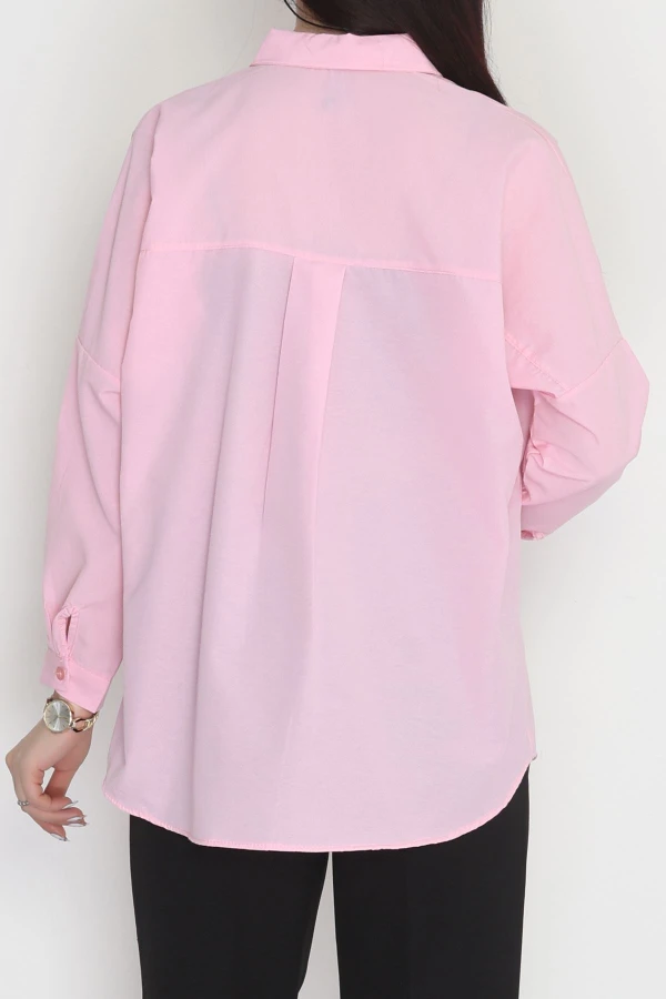Terikoton Oversize Gömlek Pembe 7