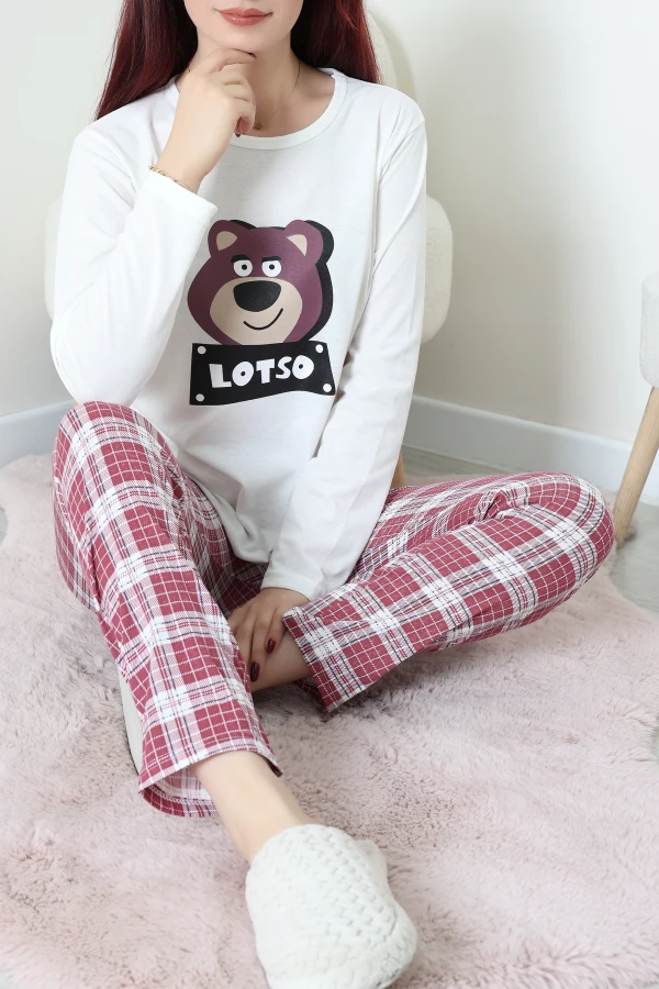 Süprem Baskılı Pijama Takımı Beyazekose 3