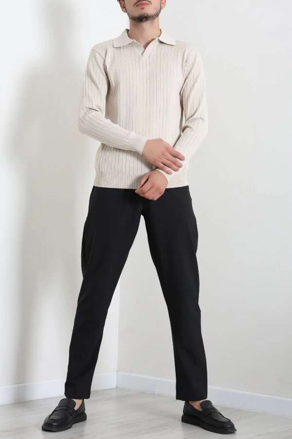 Polo Yaka Erkek Triko Sweat Taş 4