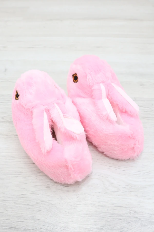 Çocuk Pembe Ev Panduf Sıcak Kaymaz Peluş Kışlık Terlik 7