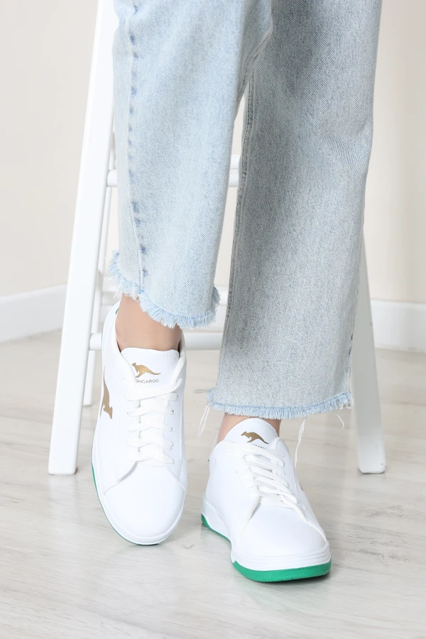 Kadın Beyaz Yeşil Günlük Spor Ayakkabı Rahat Tabanlı Sneaker Model 6