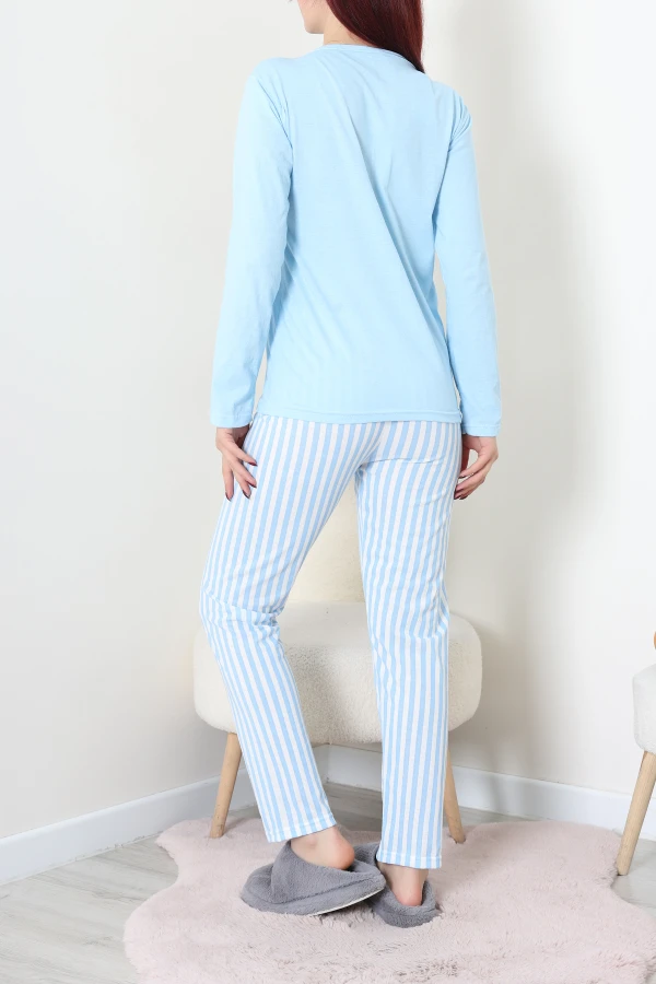 Süprem Baskılı Pijama Takımı Mavi 9