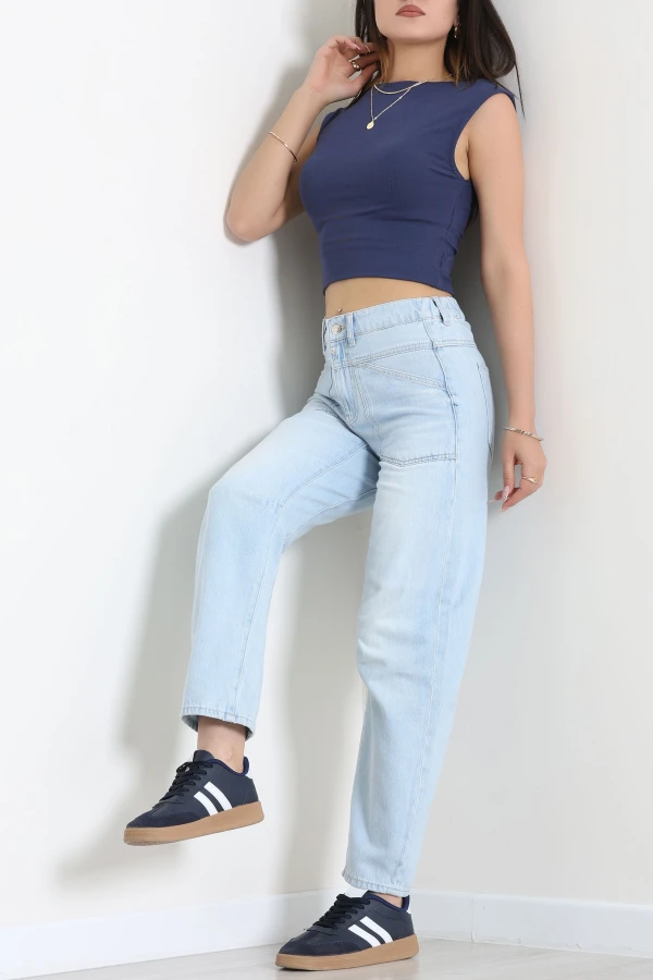 Relax Beli Lastikli Kot Pantolon Açıkmavi 6