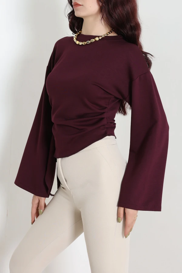 Kimono Kol Modal Bluz Mürdüm 3