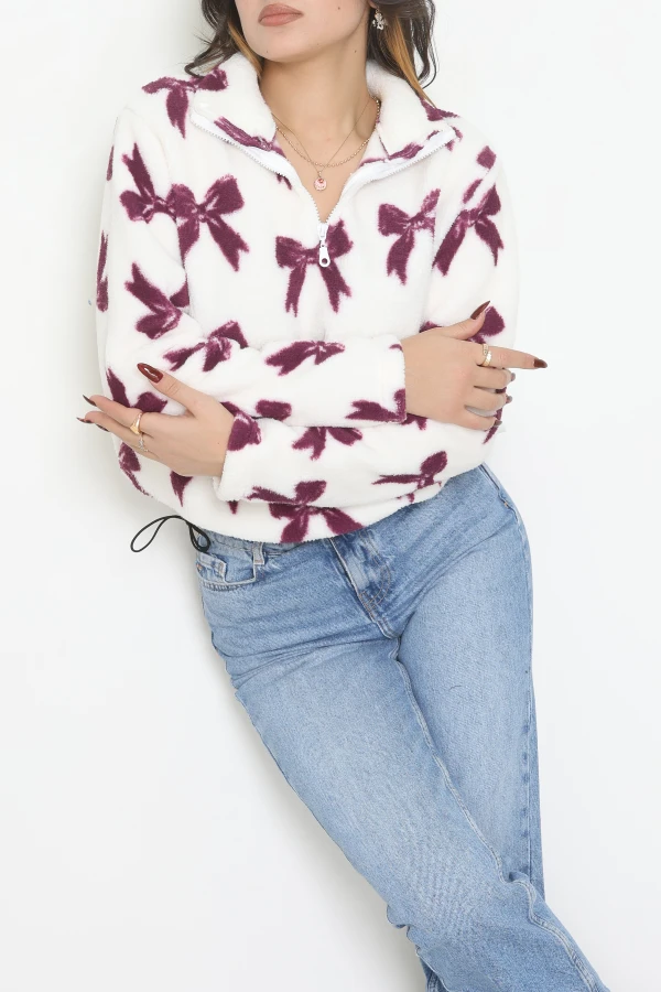 Yarım Fermuarlı Peluş Sweat Ekrumor 4
