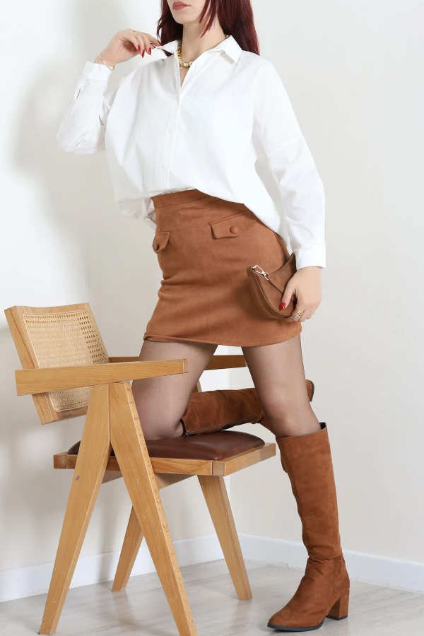 Oversize Poplin Gömlek Krem 2