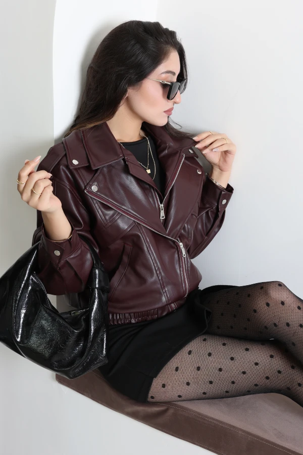 Premium Astarlı Deri Ceket Bordo 6
