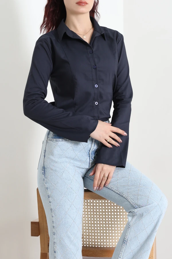 Poplin Kumaş Fit Gömlek Koyulaci 6