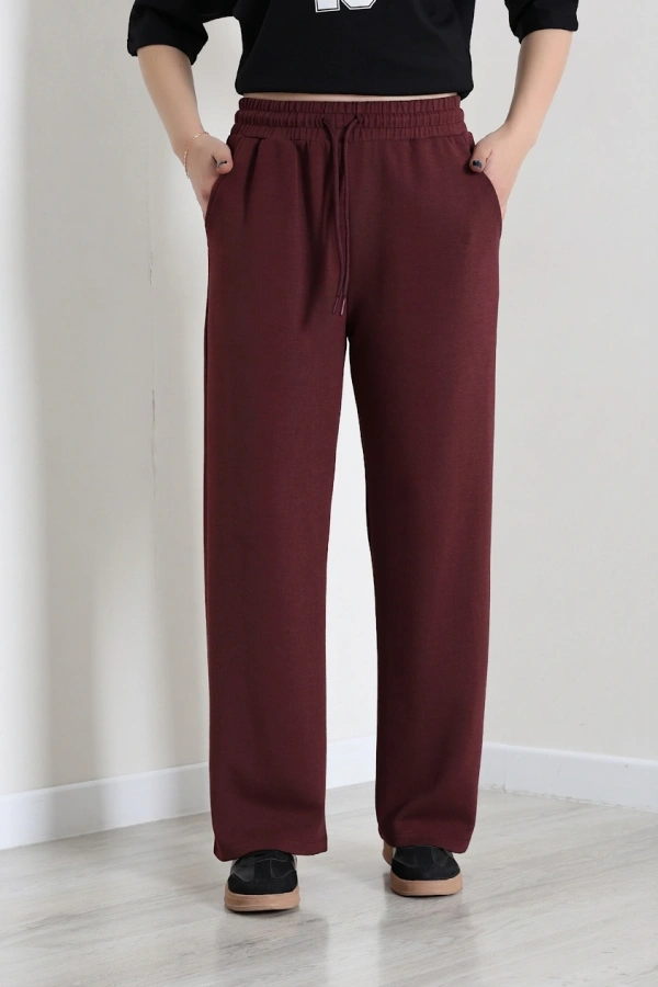Kadın Bordo Modal Regular Fit Rahat Kesim Eşofman Altı 2