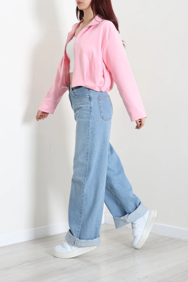 Atlas Kumaş Bomber Ceket Pembe 3