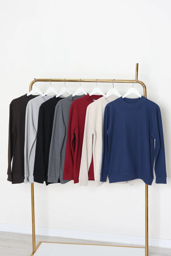 Selanik Yarım Boğazlı Erkek Sweat Bej 8