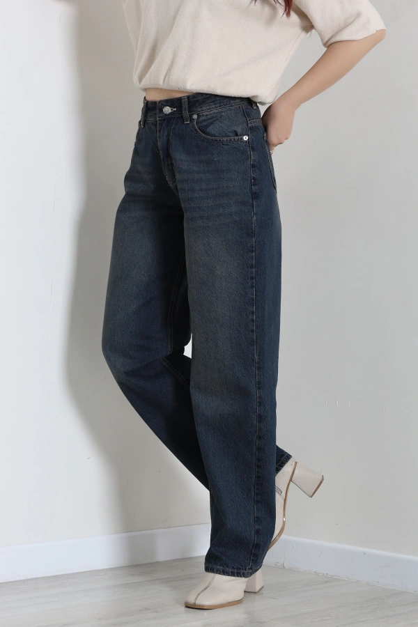 Kadın Tint Baggy Fit Yüksek Bel Kot Pantolon 5