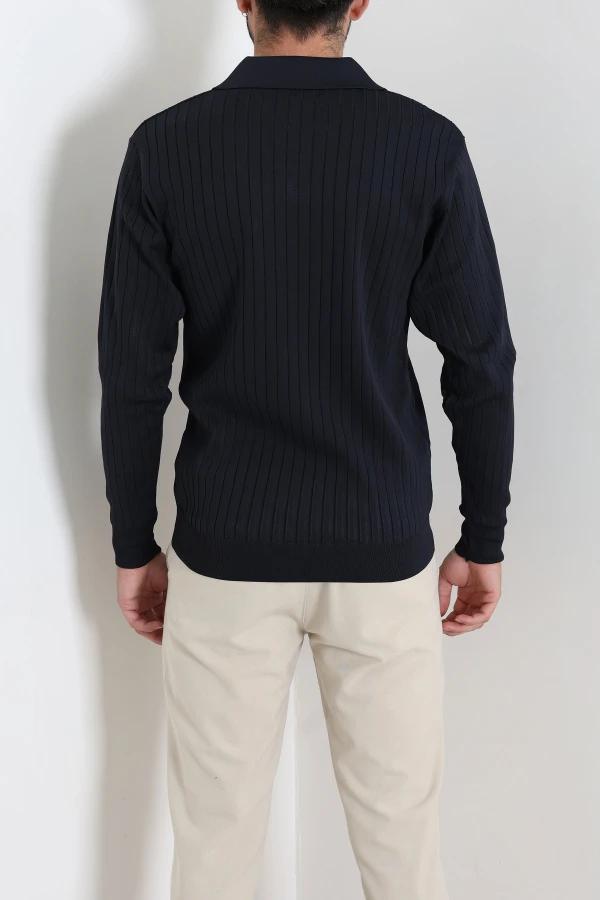 Polo Yaka Erkek Triko Sweat Lacivert 9