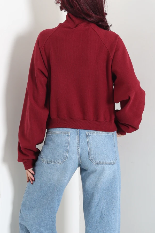 Kadın Bordo Yarasa Kol Oversize Sweat Tunik 9