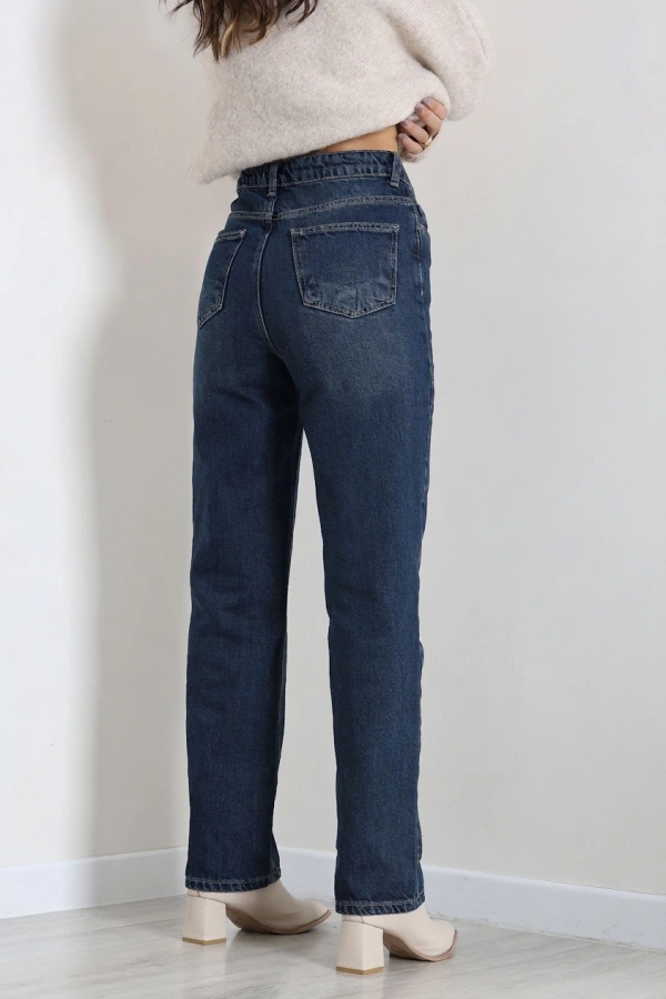 Kadın Tint Straight Fit Yüksek Bel Pamuklu Kot Pantolon 7