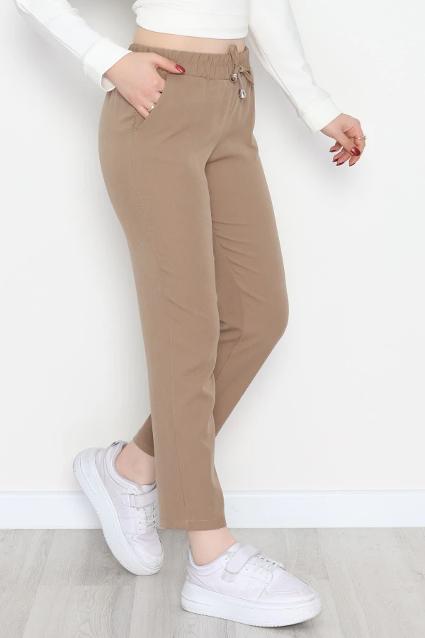 Dabıl Bağcıklı Pantolon Vizon 5