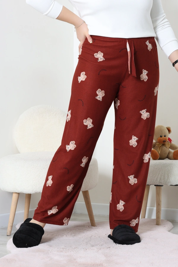 Büyük Beden Süet Pijama Altı Kahveayı