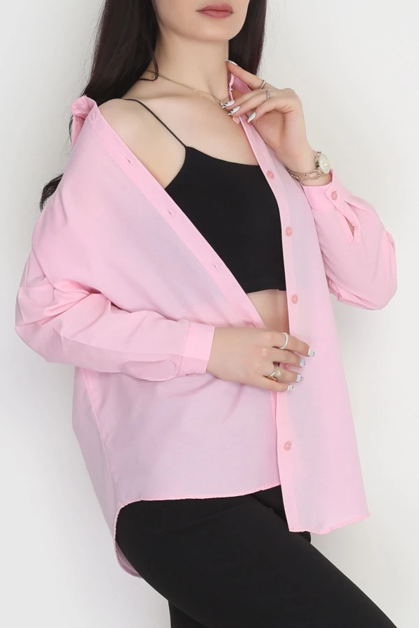 Terikoton Oversize Gömlek Pembe 5