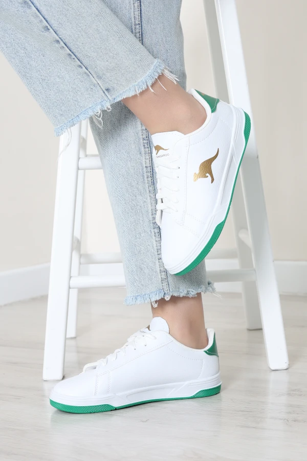 Kadın Beyaz Yeşil Günlük Spor Ayakkabı Rahat Tabanlı Sneaker Model 5