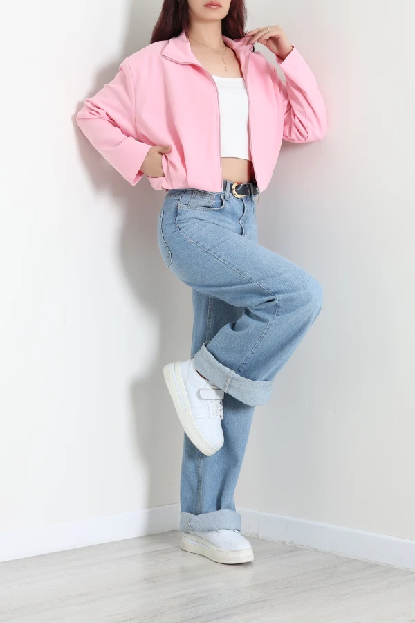 Atlas Kumaş Bomber Ceket Pembe 6