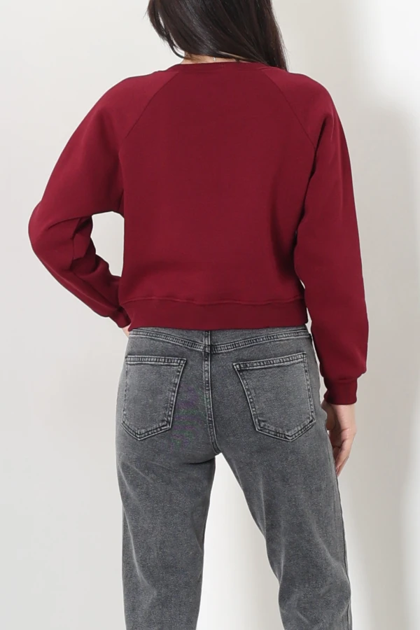 Bisiklet Yaka 3 İplik Sweat Bordo 8