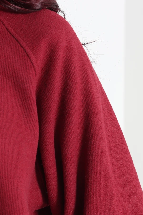Kadın Bordo Yarasa Kol Oversize Sweat Tunik 8