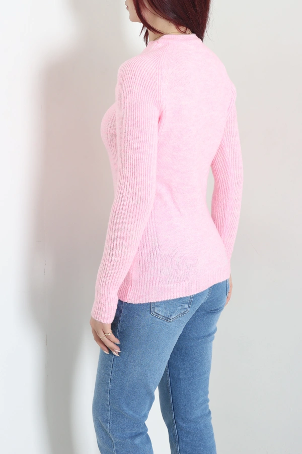 Bisiklet Yaka Yumoş Body Pembe 8