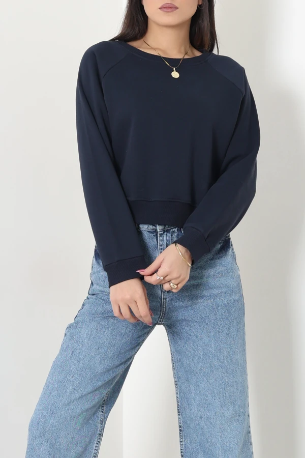 Bisiklet Yaka 3 İplik Sweat Lacivert 5