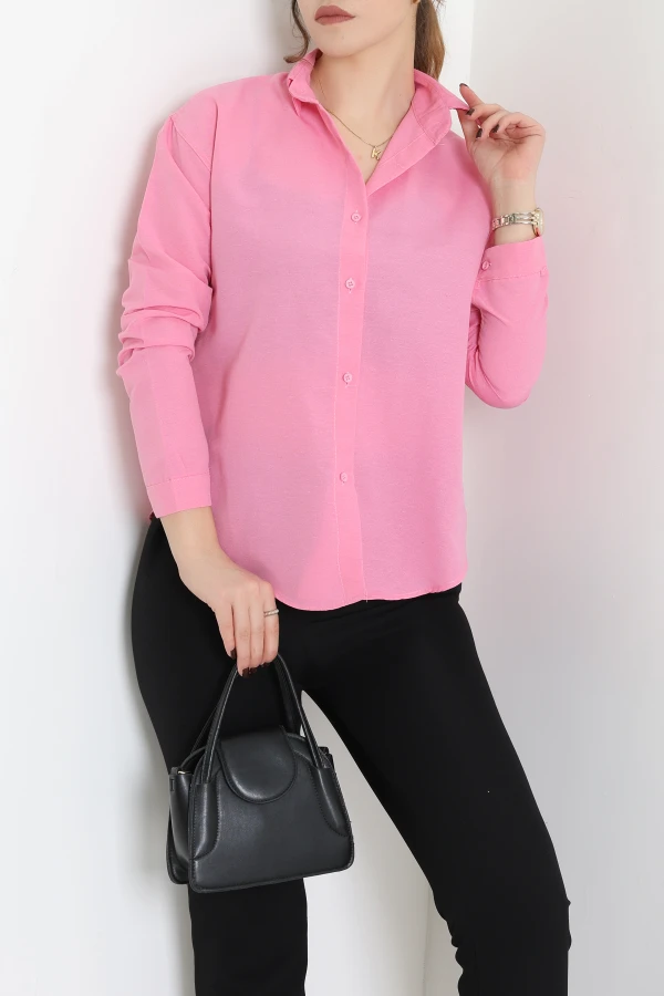 Terikoton Oversize Gömlek Pembe 5