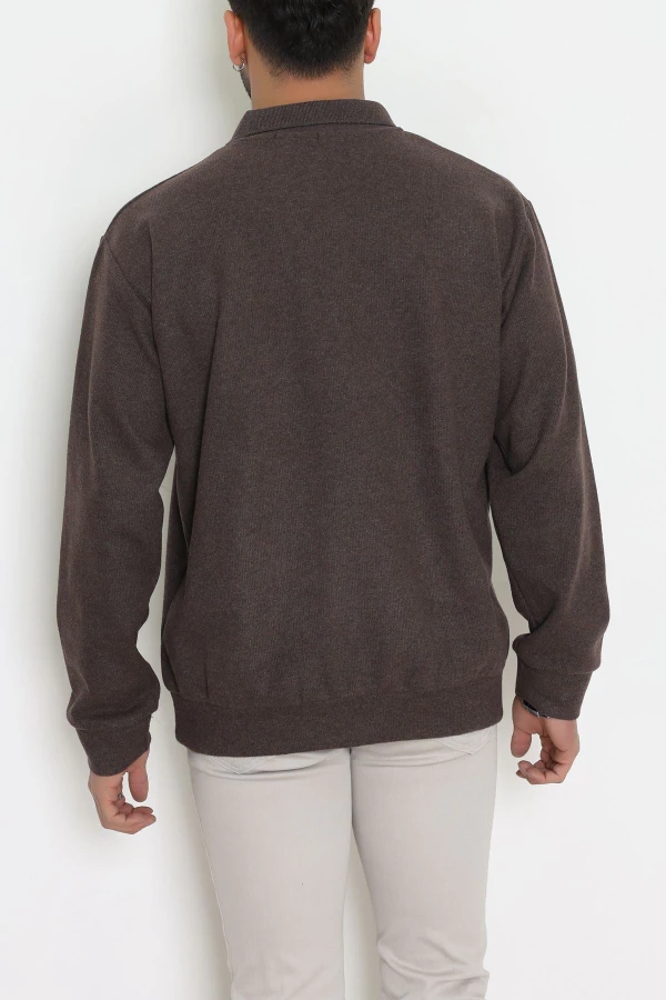 Polo Yaka Selanik Erkek Sweat Kahve 8