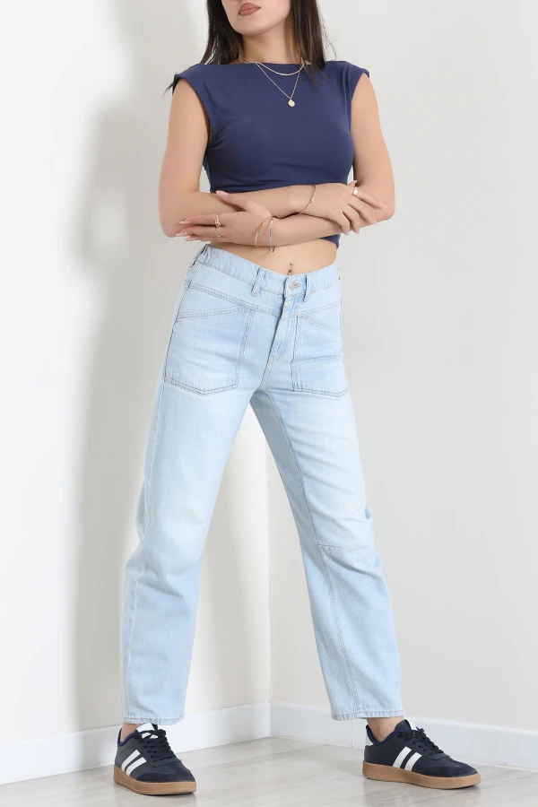 Relax Beli Lastikli Kot Pantolon Açıkmavi 3