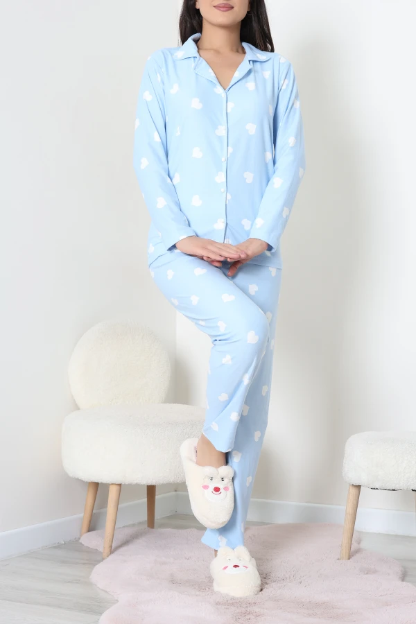 Süet Düğmeli Pijama Takımı Bebemavi 2