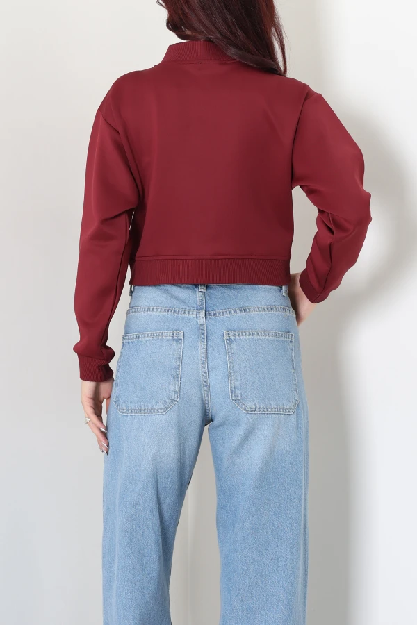 Scuba Kumaş Bomber Ceket Bordo 7