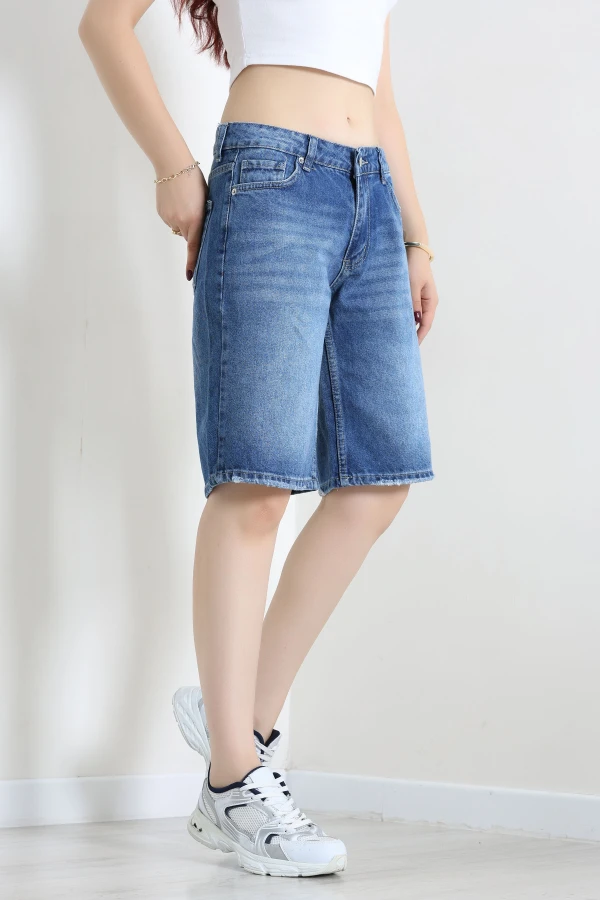 Denim Şort Koyumavi 4